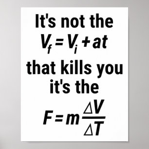 Poster Física Engraçada Camisa Com Queda E Força Equati