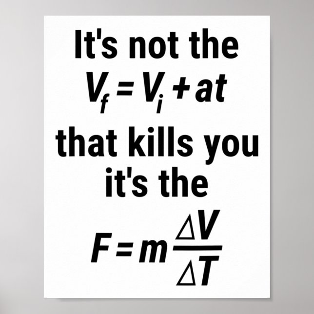 Poster Física Engraçada Camisa Com Queda E Força Equati (Frente)