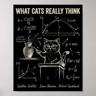 Poster Física engraçada de gatos Humor O que os gatos pen