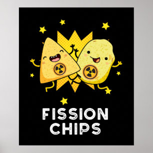 Poster Fissão Chips Engraçado Física Comida Arma Escuro B