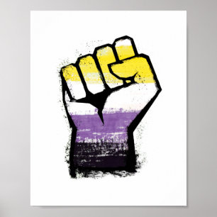 Poster Fist de Protesto de Orgulho Não-Binário