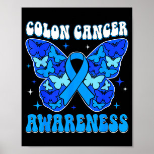 Poster fita azul de conscientização do câncer de cólon co