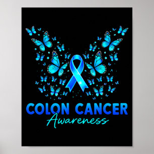 Poster Fita azul de conscientização sobre câncer de cólon