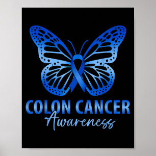 Poster Fita azul de conscientização sobre o câncer de cól