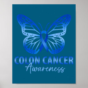 Poster Fita azul de conscientização sobre o câncer de cól