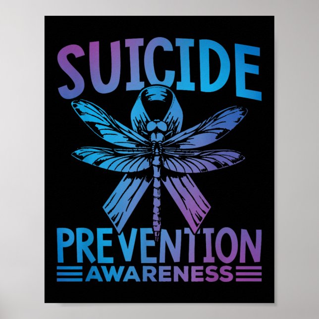 Poster Fita Azul e Roxa de Conscientização da Prevenção d (Frente)