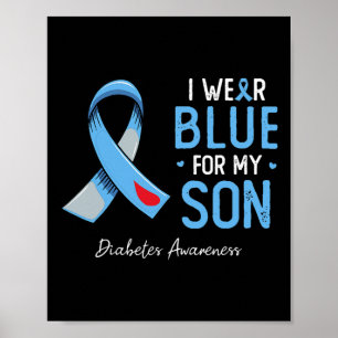 Poster Fita azul visto cinza azul para o diabetes do meu
