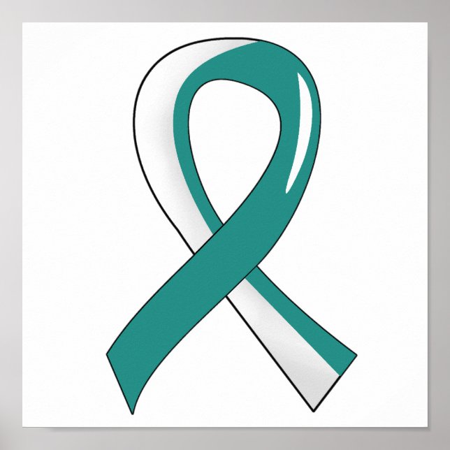 Poster Fita Branca Teal do Cancer Cervoso 3 (Frente)