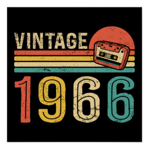 Pôster Fita Cassete de Música de Aniversário Retro 1966 6