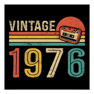 Pôster Fita Cassete de Música de Aniversário Retro 1976 5