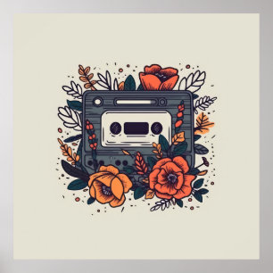Poster Fita Cassete Floral