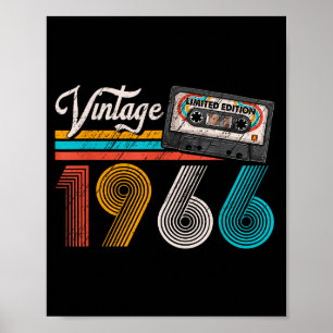 Poster Fita cassete Vintage 1966 60º aniversário 60 anos
