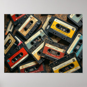 Poster Fita Cassete Vintage dos Anos 80 Retro Áudio Nosta