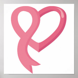 Pôster Fita cor-de-rosa do coração do cancro da mama