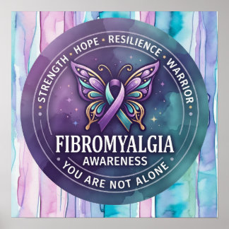 Poster Fita de Borboleta de Conscientização da Fibromialg