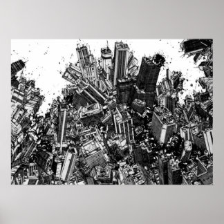 Poster Fita de explosão urbana de Akira Cyberpunk