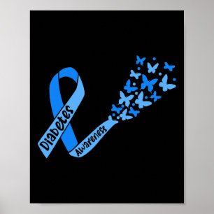 Poster Fita De Sensibilização Para A Diabetes E Borboleta