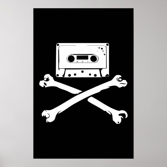Poster Fita e Crossbones Música Pirata Piracy Home Taping (Frente)
