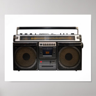 Pôster fita estereofónica do hipster retro da música do