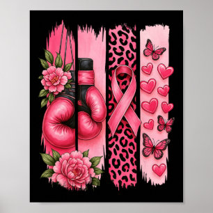 Poster Fita Rosa Boxas Luvas Leopardo Cancer Aw