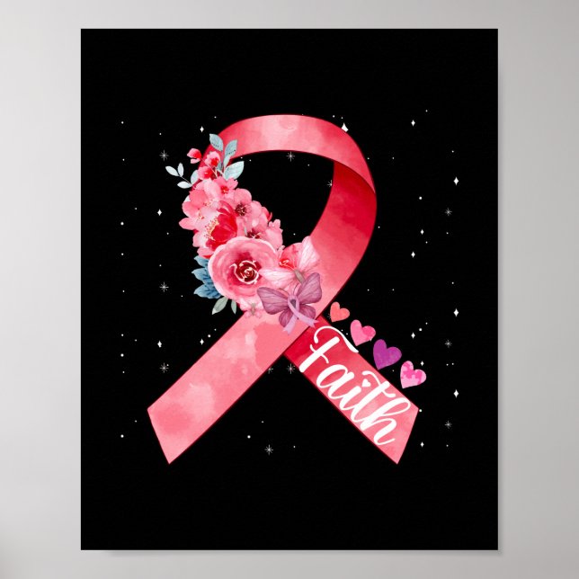 Poster Fita Rosa de Consciência do Cancer da Mama (Frente)