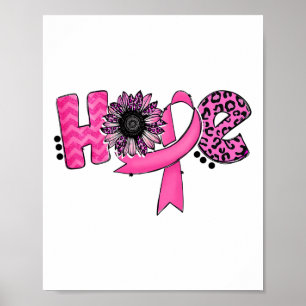 Poster Fita rosa-esperança Leopardo-girassol Cancer A
