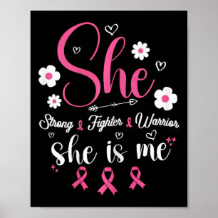 Poster Fita Rosa Floral Fita Forte Cancer Materno do Guer