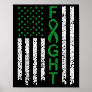 Poster Fita Verde da Saúde Mental Vintage Luta Bandeira d