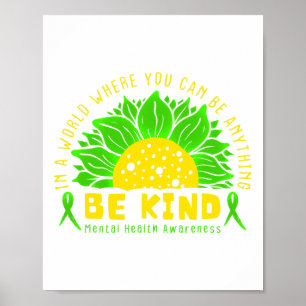 Poster Fita Verde Gentil Girassol Conscientização sobre S