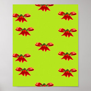 Poster Fita vermelha de Natal em verde brilhante