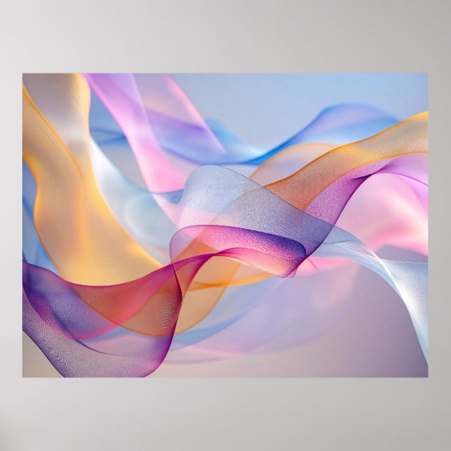 Poster Fitas Coloridas Fluindo Abstratas (Frente)