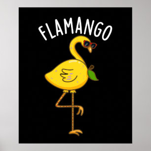Poster Fla-mango Funny Flamingo Pun Dark BG