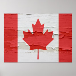 Pôster Flag Canadense Weathered