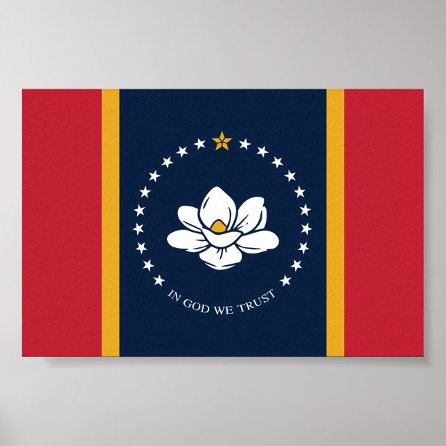 Poster Flag do Mississippi - New Magnolia Flag (Frente)
