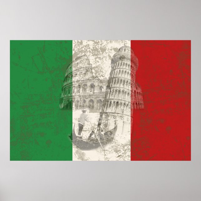 Poster Flag e Symbols of Italy ID157 (Frente)