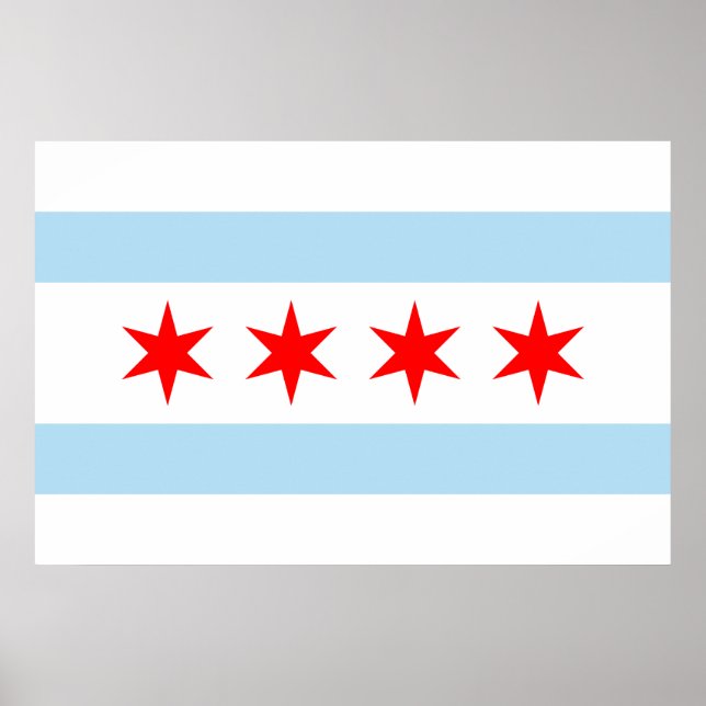 Pôster Flag of Chicago Print (Frente)
