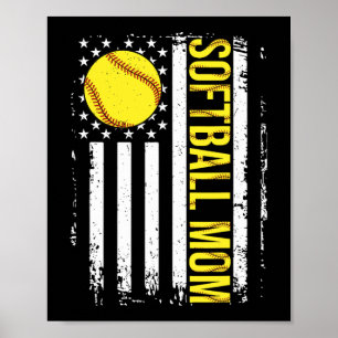 Poster Flag Softball Team Softball Mãe Mulheres Dias de a