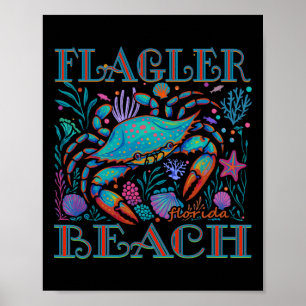 Poster Flagler Beach Flórida Caranguejo Azul Verão Férias