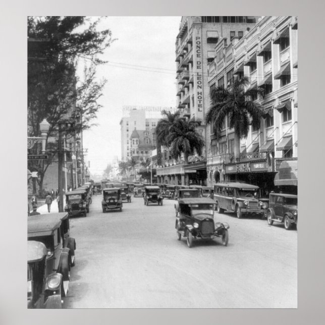 Pôster Flagler Street, Miami, 1926 (Frente)