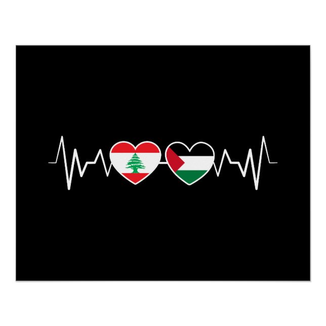 Pôster Flags de Unidade Palestina Libanesa Batida. (Frente)