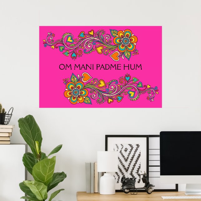 Poster Flaire Floral Poderoso Gavinhas Borda 18 + seu tex (Escritório em casa)