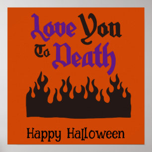 Poster Flame preto branco e engraçado do Halloween
