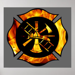 Poster flamejante da cruz maltesa 2