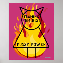 Poster Flamejante feminista poderosa e poderosa Direitos
