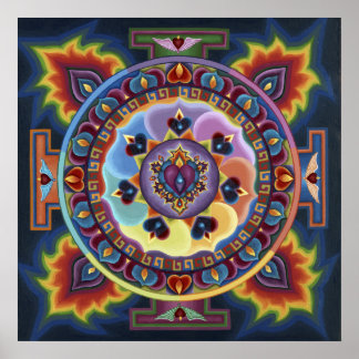 Poster Flaming Heart Mandala