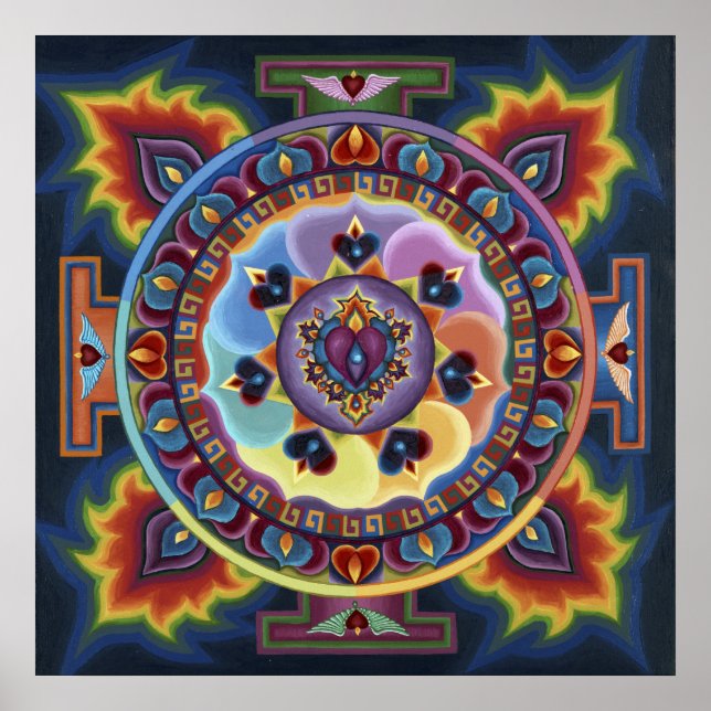 Poster Flaming Heart Mandala (Frente)