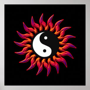 Poster Flaming Yin Yang Sun