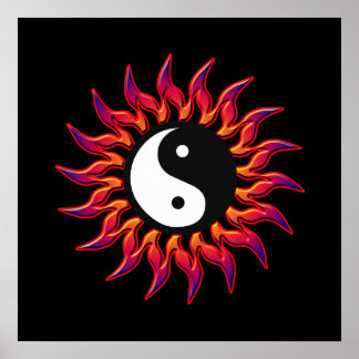 Poster Flaming Yin Yang Sun