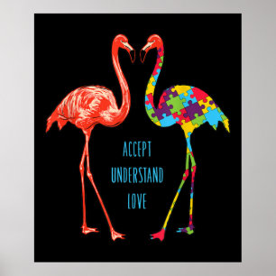 Poster Flamingo  Aceitar Autismo De Amor Flamingo