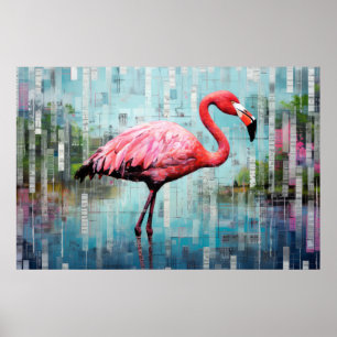 Poster Flamingo Animal Bird Art Decaint